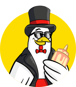 Chicken Guy! Sauce Logo with top hat and bowtie