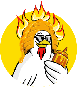 Chicken Guy! Sauce Logo with hot honey hive hat