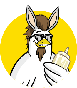 Chicken Guy! Sauce Logo with donkey hat