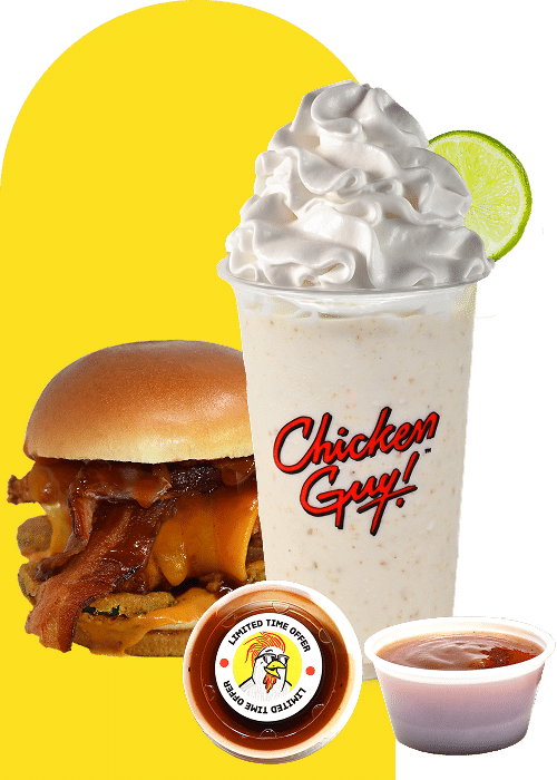 The Chicken Guy Key Lime Milkshake with a Honey Money Chicken Sandwich
