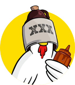 Chicken Guy! Sauce Logo with sauce hat