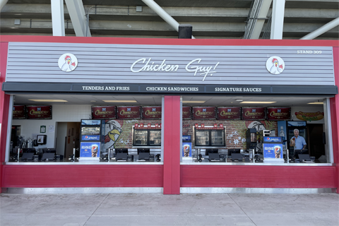 The storefront for Chicken Guy! at Levi Stadium